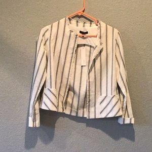 White and Navy Striped Drew Jacket